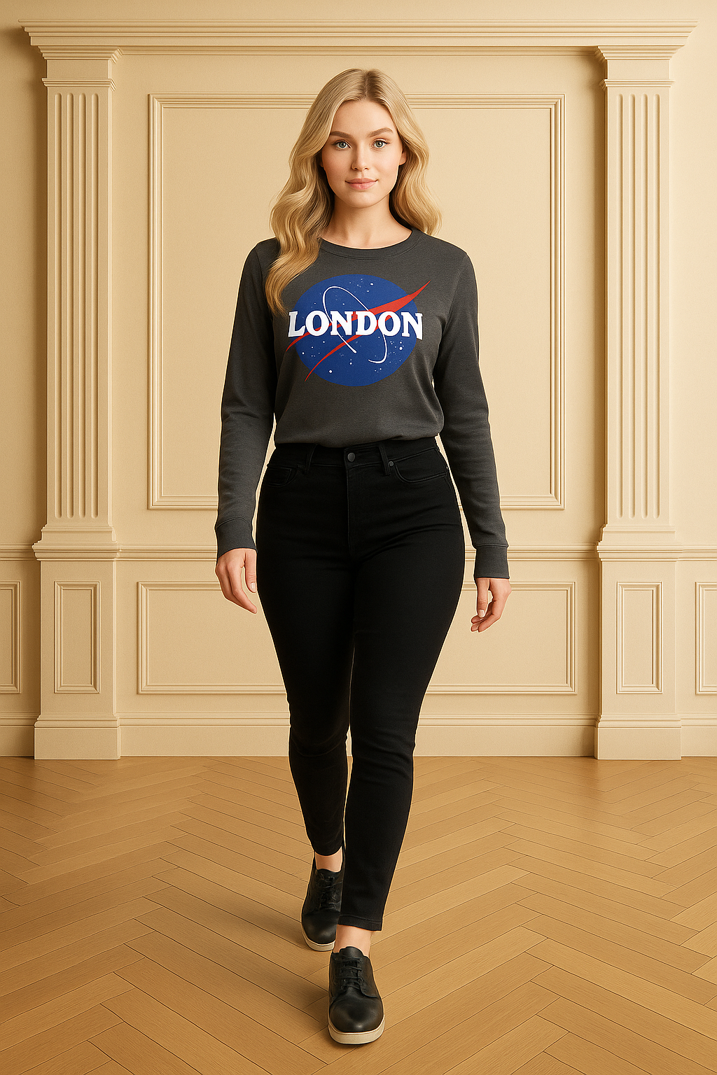 Grey London Galaxy Print Cropped Sweatshirt
