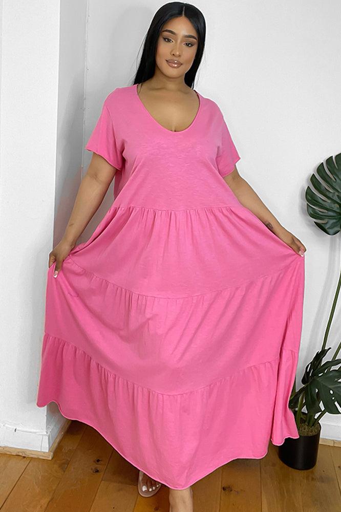 Tiered Cotton Summer Maxi Dress-SinglePrice