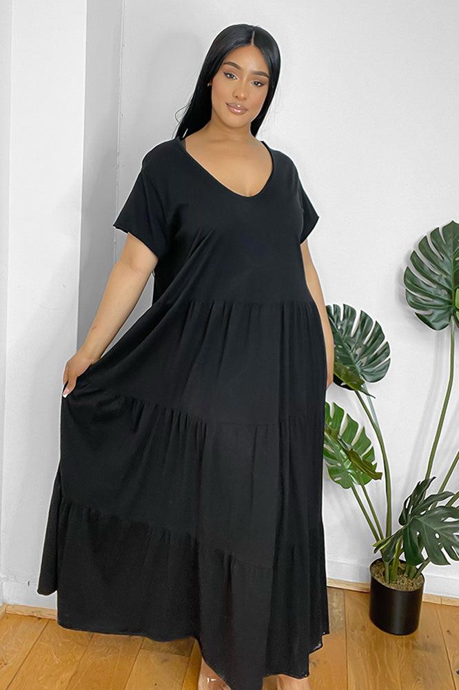 Tiered Cotton Summer Maxi Dress-SinglePrice