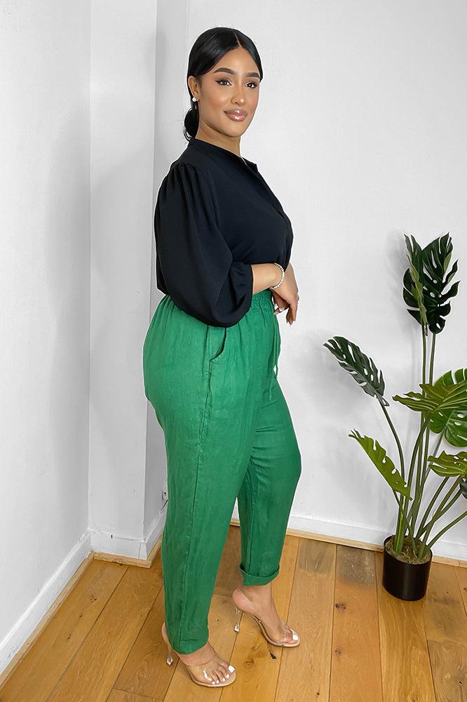 Relaxed Fit Drawstring Waist Trousers-SinglePrice