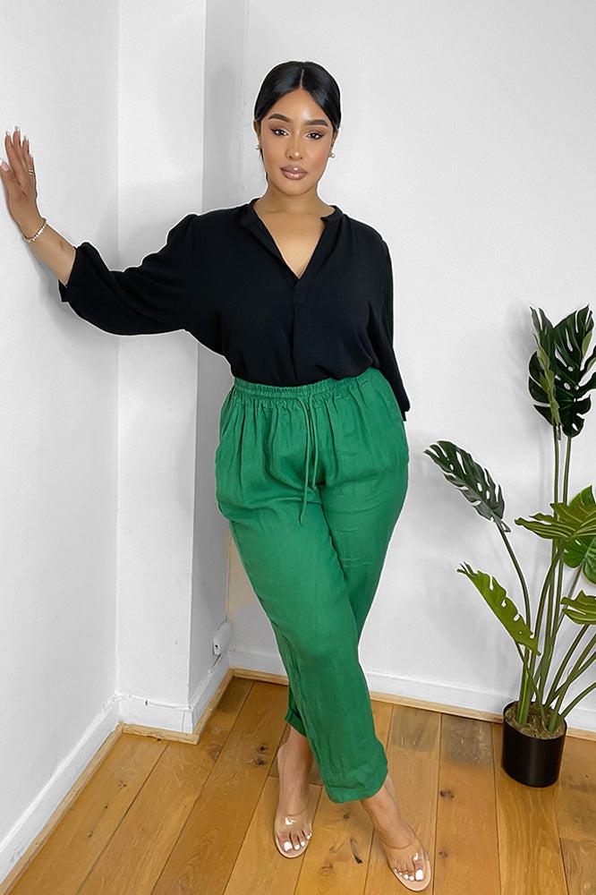 Relaxed Fit Drawstring Waist Trousers-SinglePrice