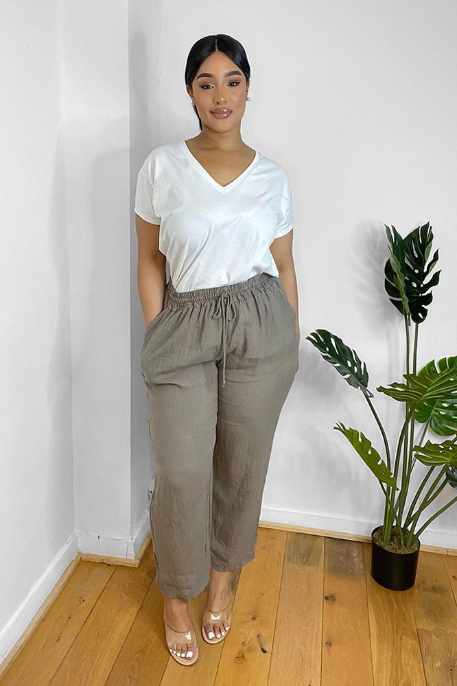 Relaxed Fit Drawstring Waist Trousers-SinglePrice