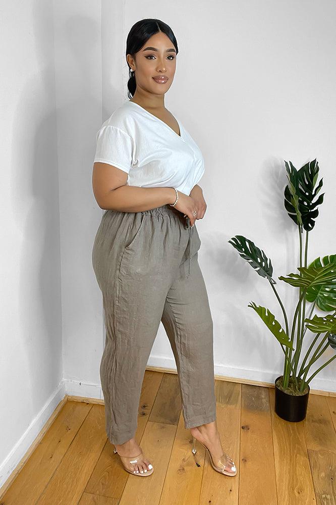 Relaxed Fit Drawstring Waist Trousers-SinglePrice