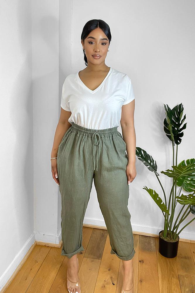 Relaxed Fit Drawstring Waist Trousers-SinglePrice