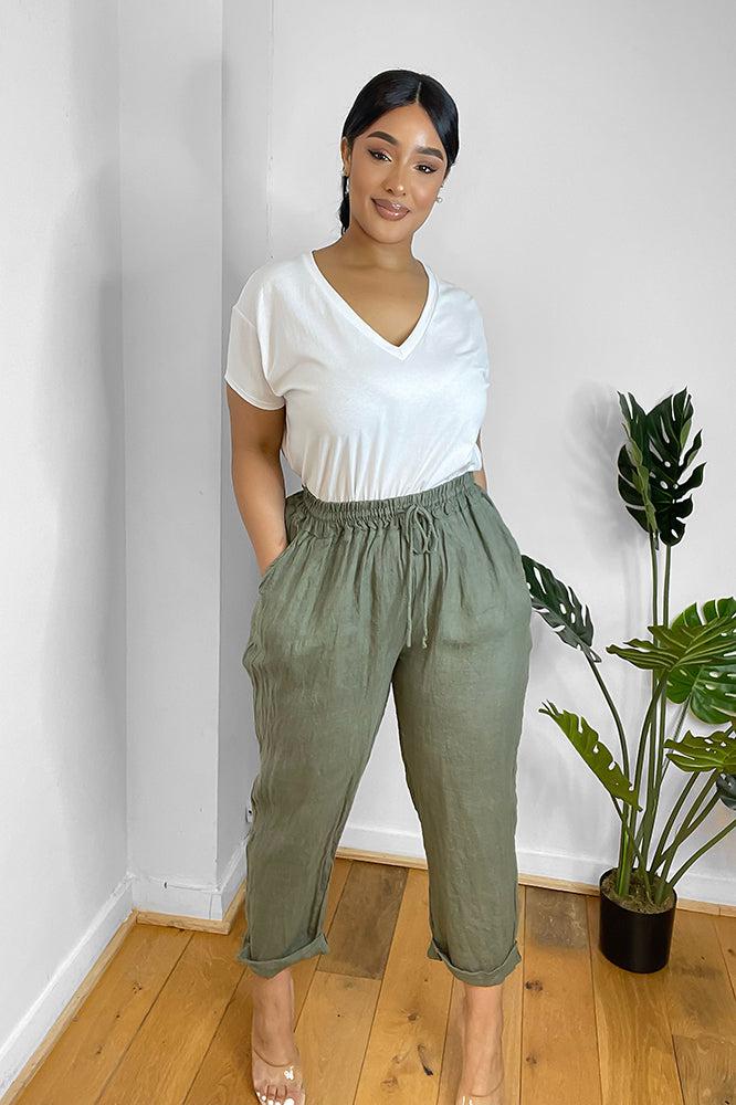 Relaxed Fit Drawstring Waist Trousers-SinglePrice