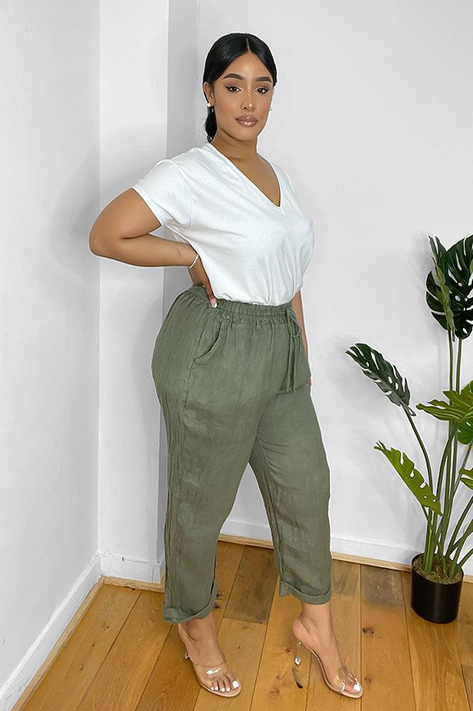 Relaxed Fit Drawstring Waist Trousers-SinglePrice