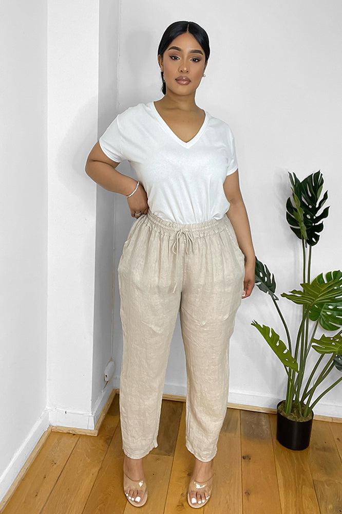 Relaxed Fit Drawstring Waist Trousers-SinglePrice