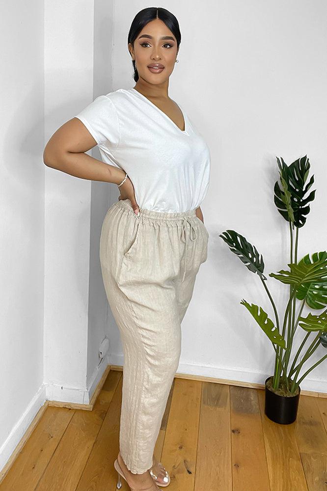 Relaxed Fit Drawstring Waist Trousers-SinglePrice