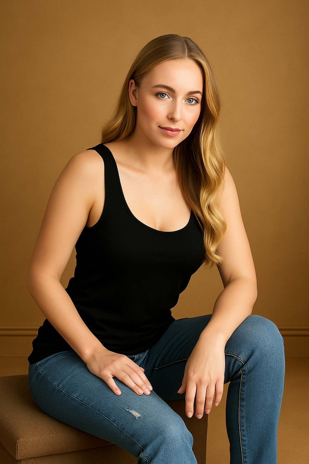 Knitted Wide Straps V-Neck Top