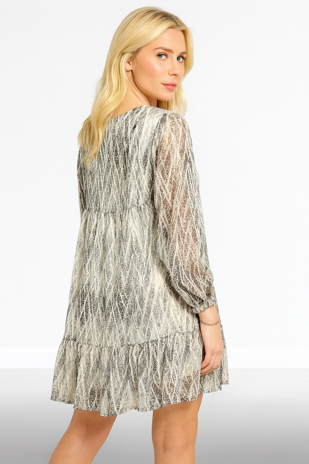 Lurex Snake Print Organza Dress