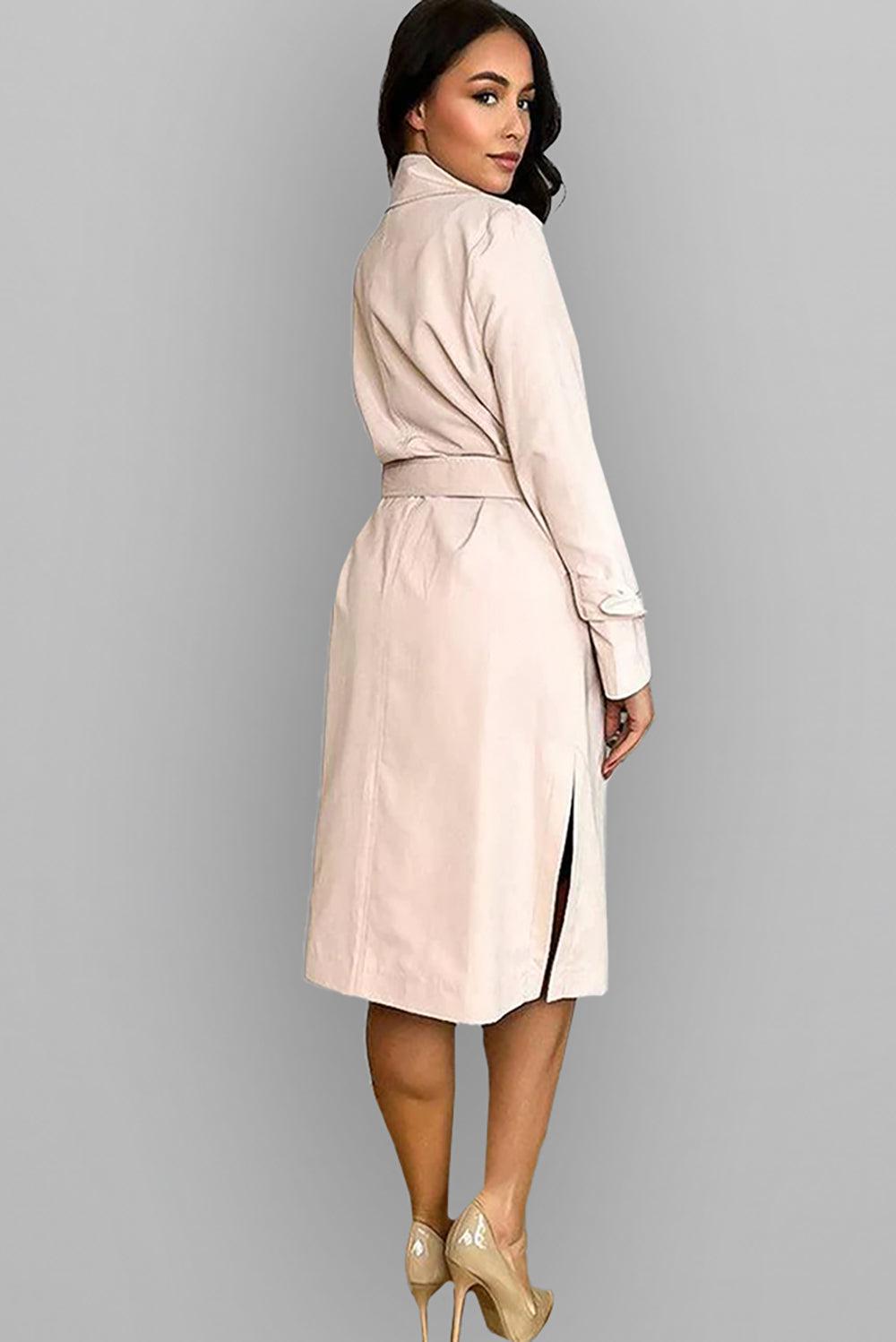 Pale Pink Midi Trench Coat