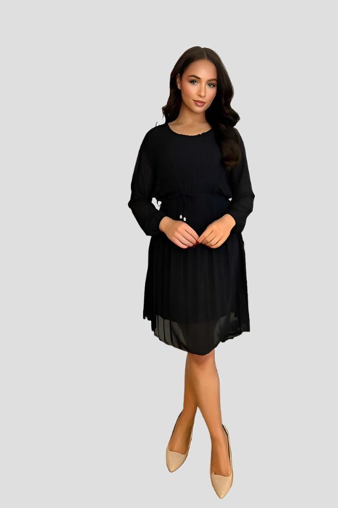 Pleated Chiffon Waist Tie Dress-SinglePrice