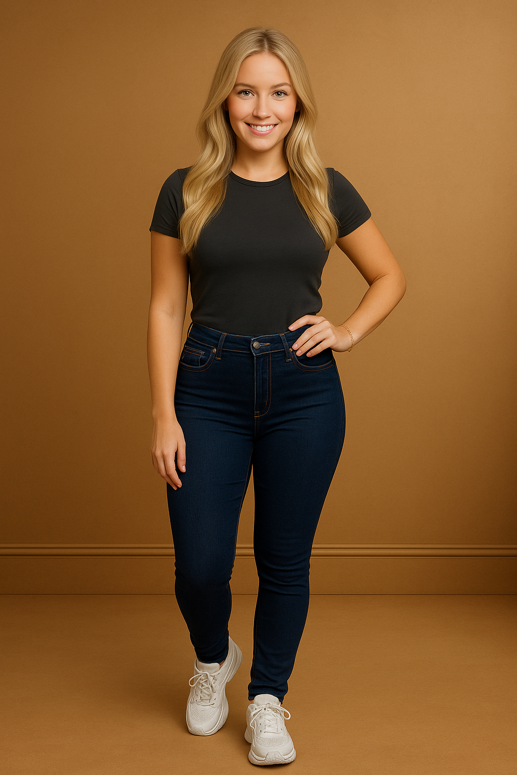 Faded Dark Blue Mid Rise Skinny Jeans