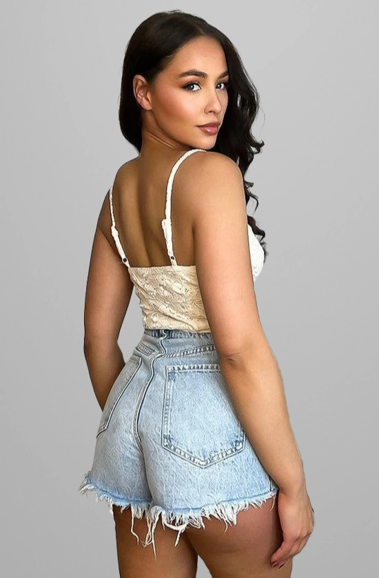 Nude Lace Hook And Eye Crop Top Bustier