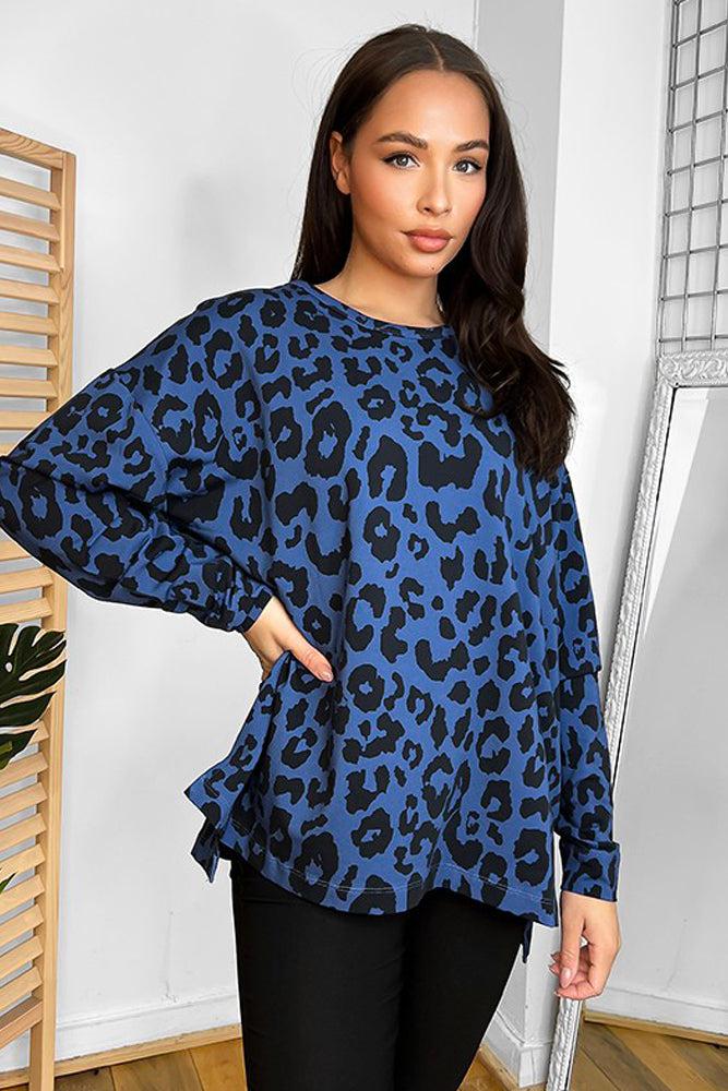 Cotton Blend Leopard Lazy Fit Sweatshirt-SinglePrice