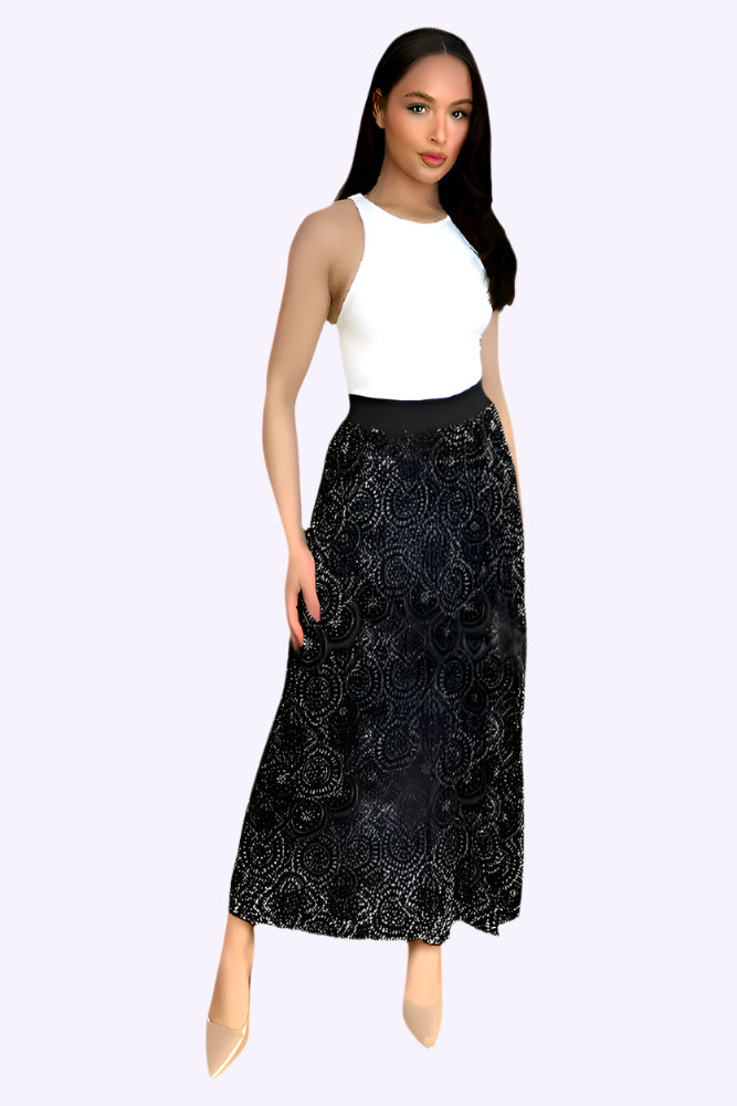Lightweight Boho Print Chiffon Skirt-SinglePrice