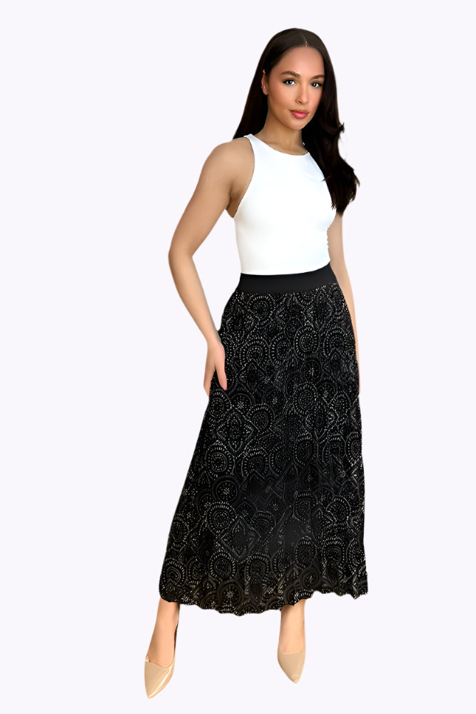 Lightweight Boho Print Chiffon Skirt-SinglePrice