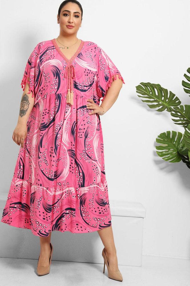 Gold Braid Trim And Tassel Cotton Blend Summer Dress-SinglePrice