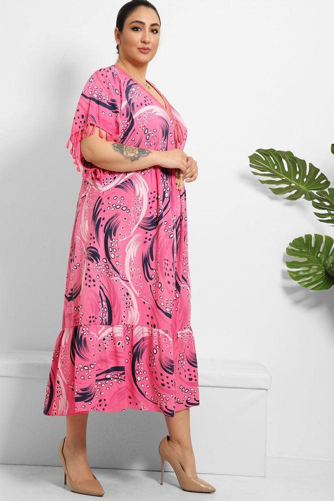 Gold Braid Trim And Tassel Cotton Blend Summer Dress-SinglePrice