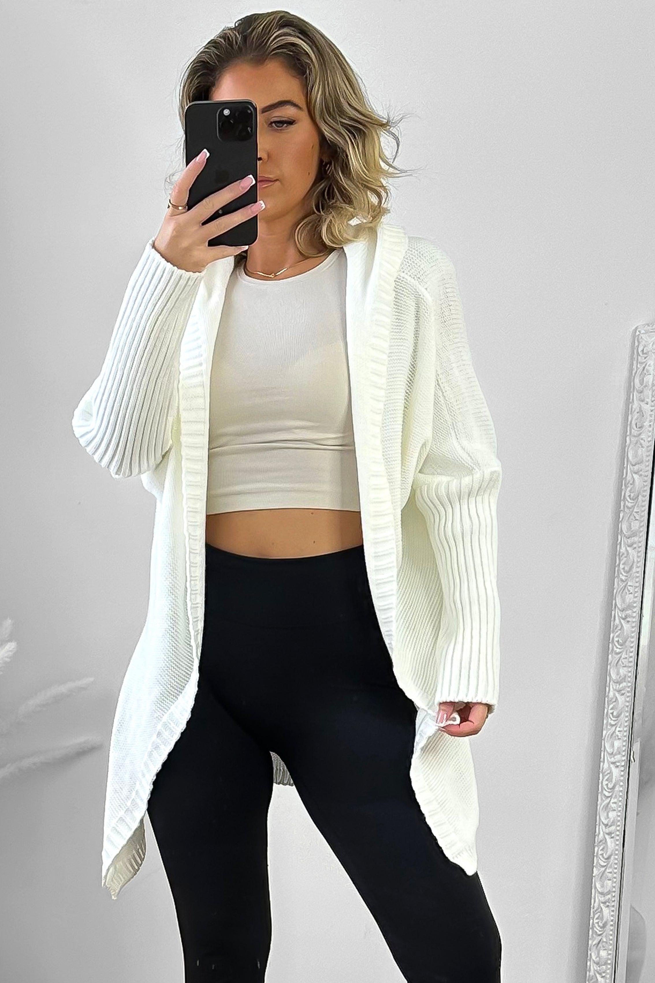 Batwing Sleeves Open Front Hooded Cardigan-SinglePrice