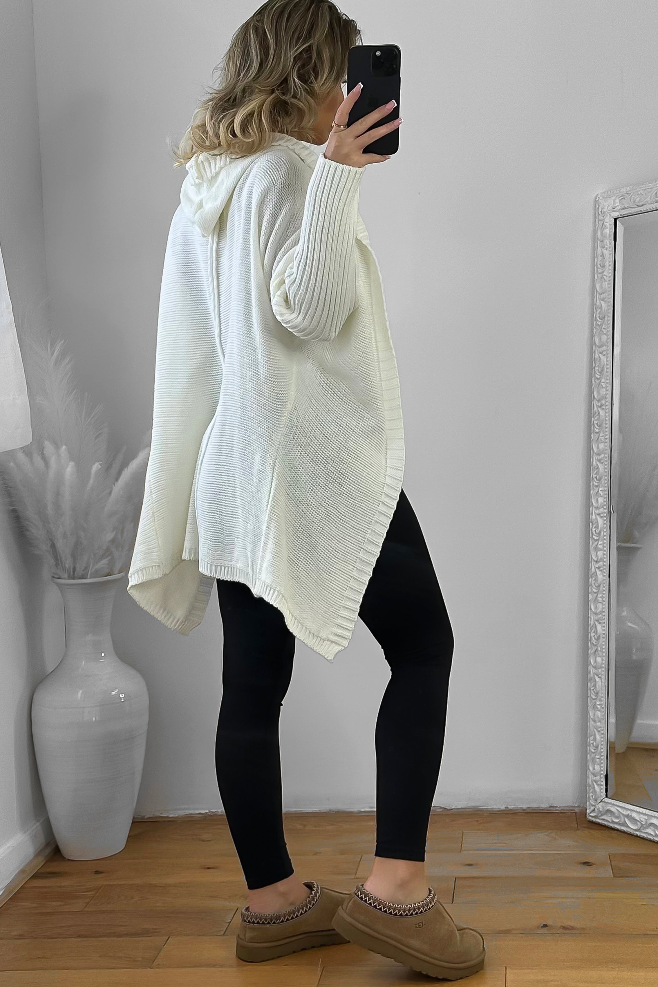 Batwing Sleeves Open Front Hooded Cardigan-SinglePrice