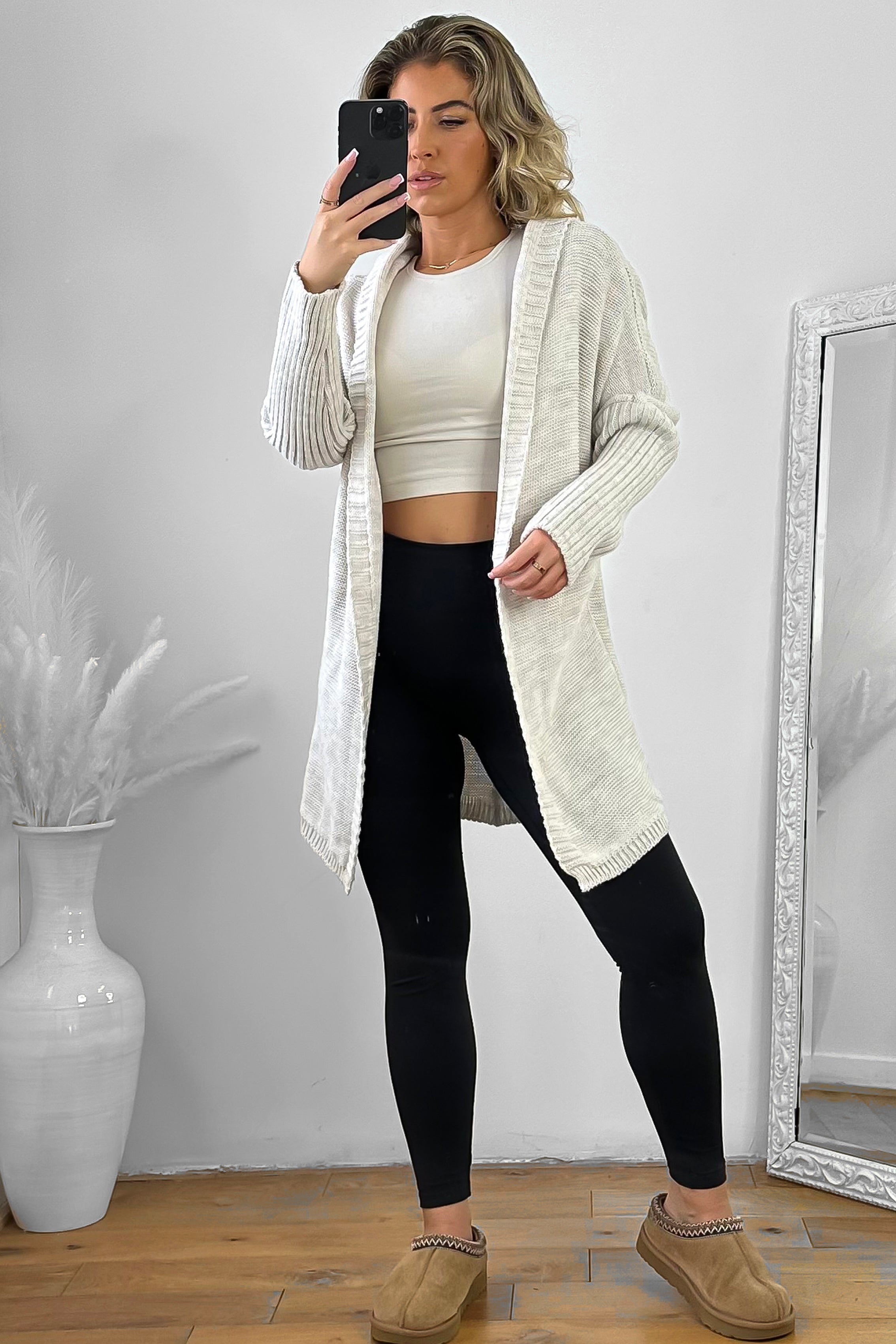 Batwing Sleeves Open Front Hooded Cardigan-SinglePrice