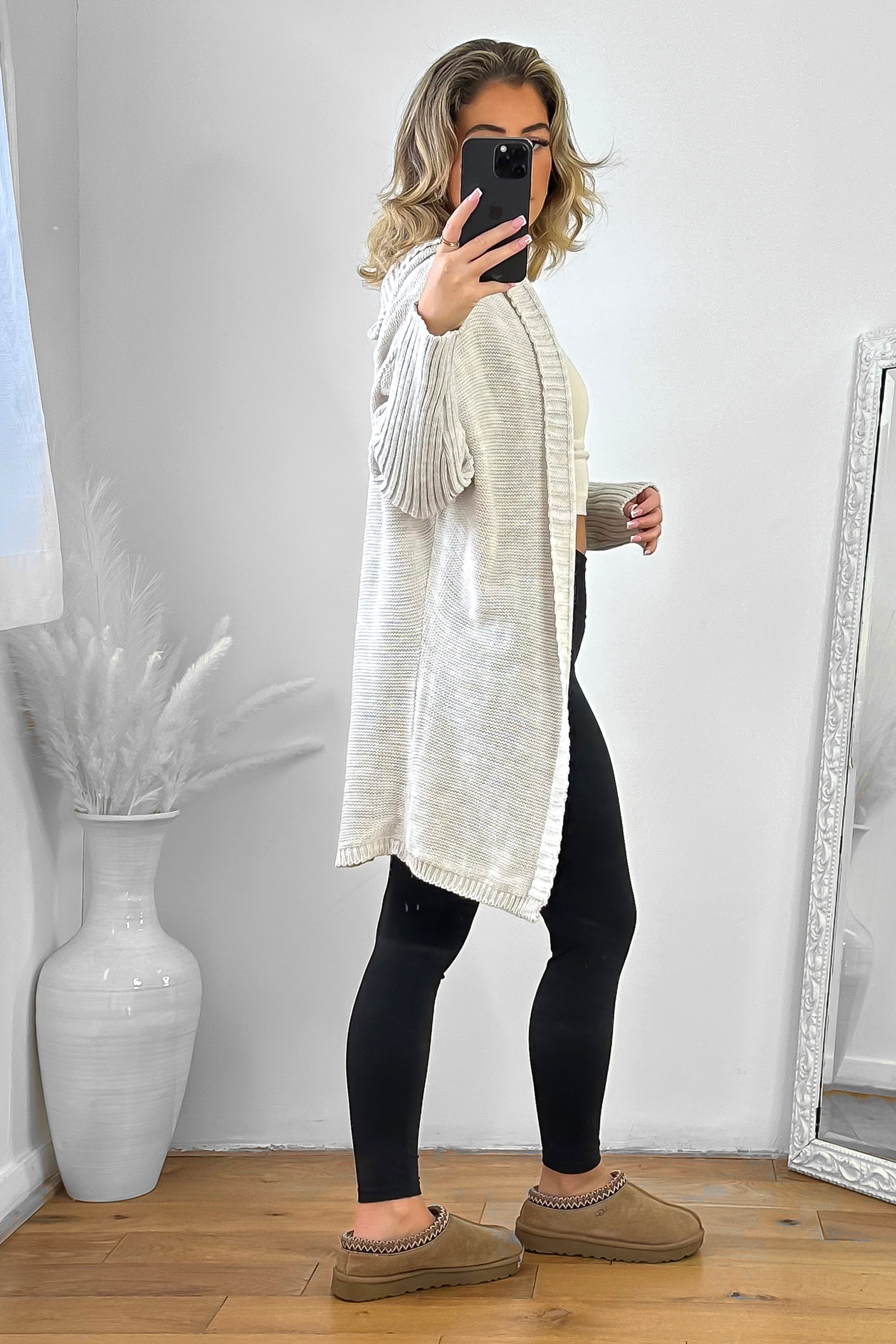 Batwing Sleeves Open Front Hooded Cardigan-SinglePrice