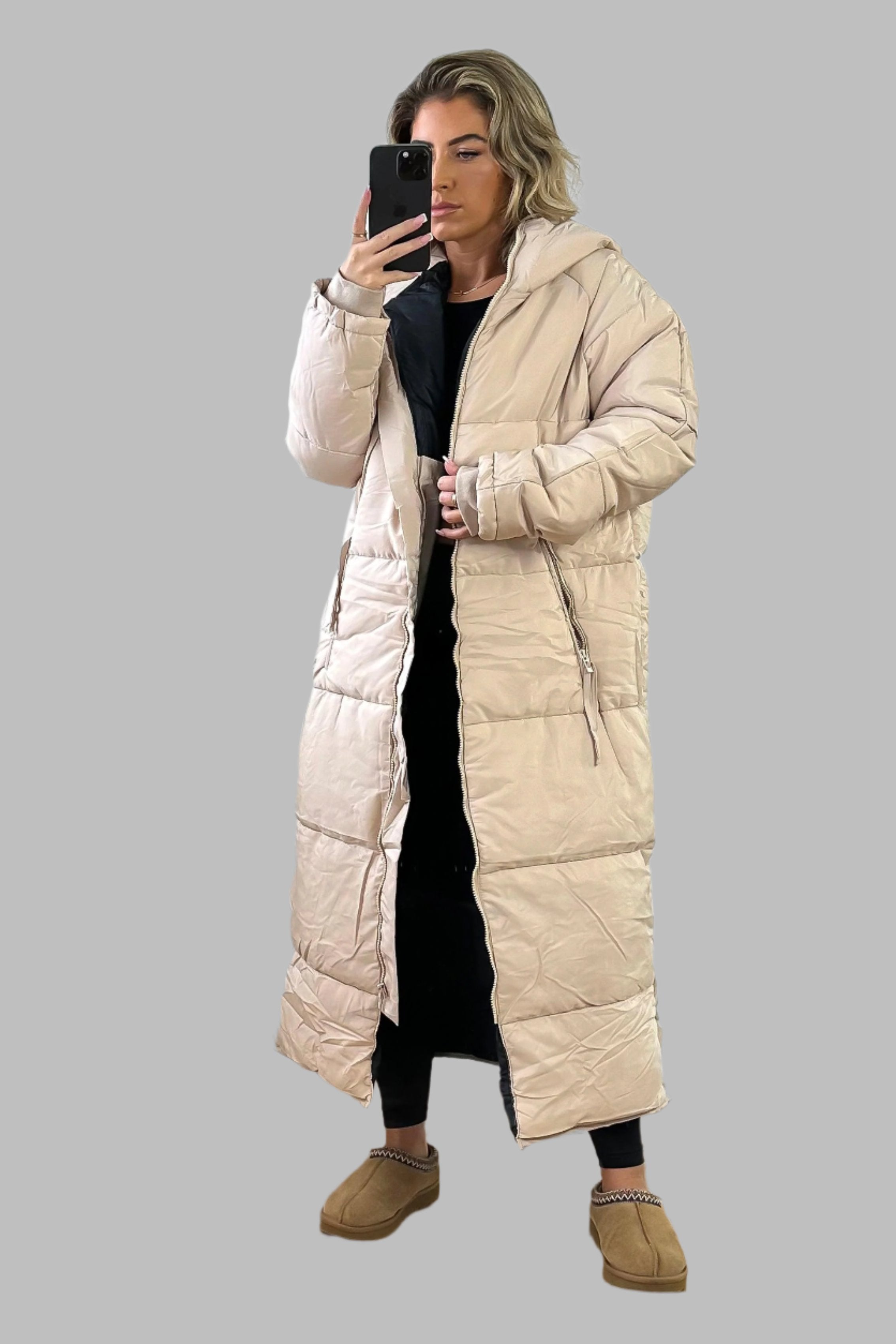 Thick Padded Maxi Parka Jacket-SinglePrice