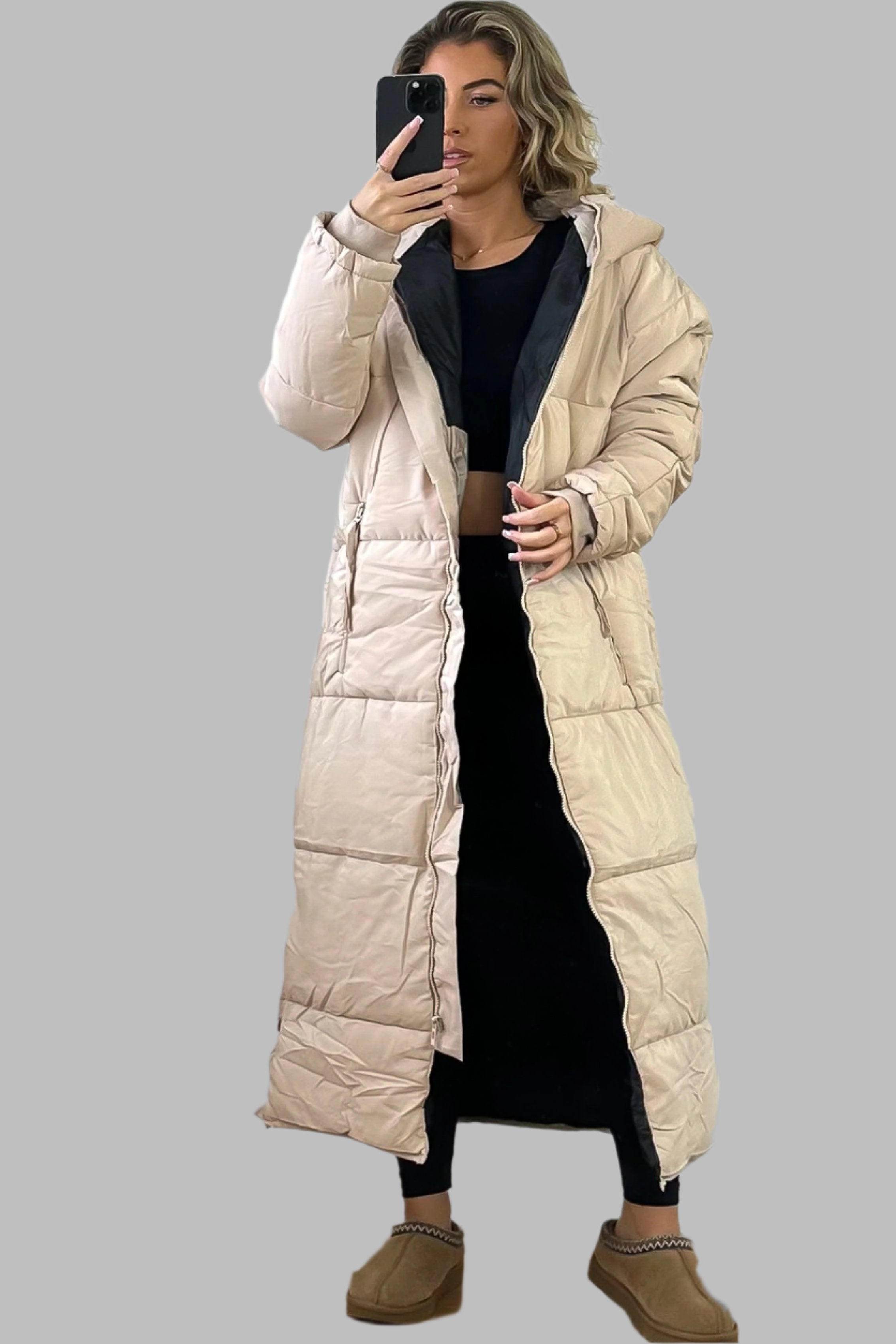 Thick Padded Maxi Parka Jacket-SinglePrice