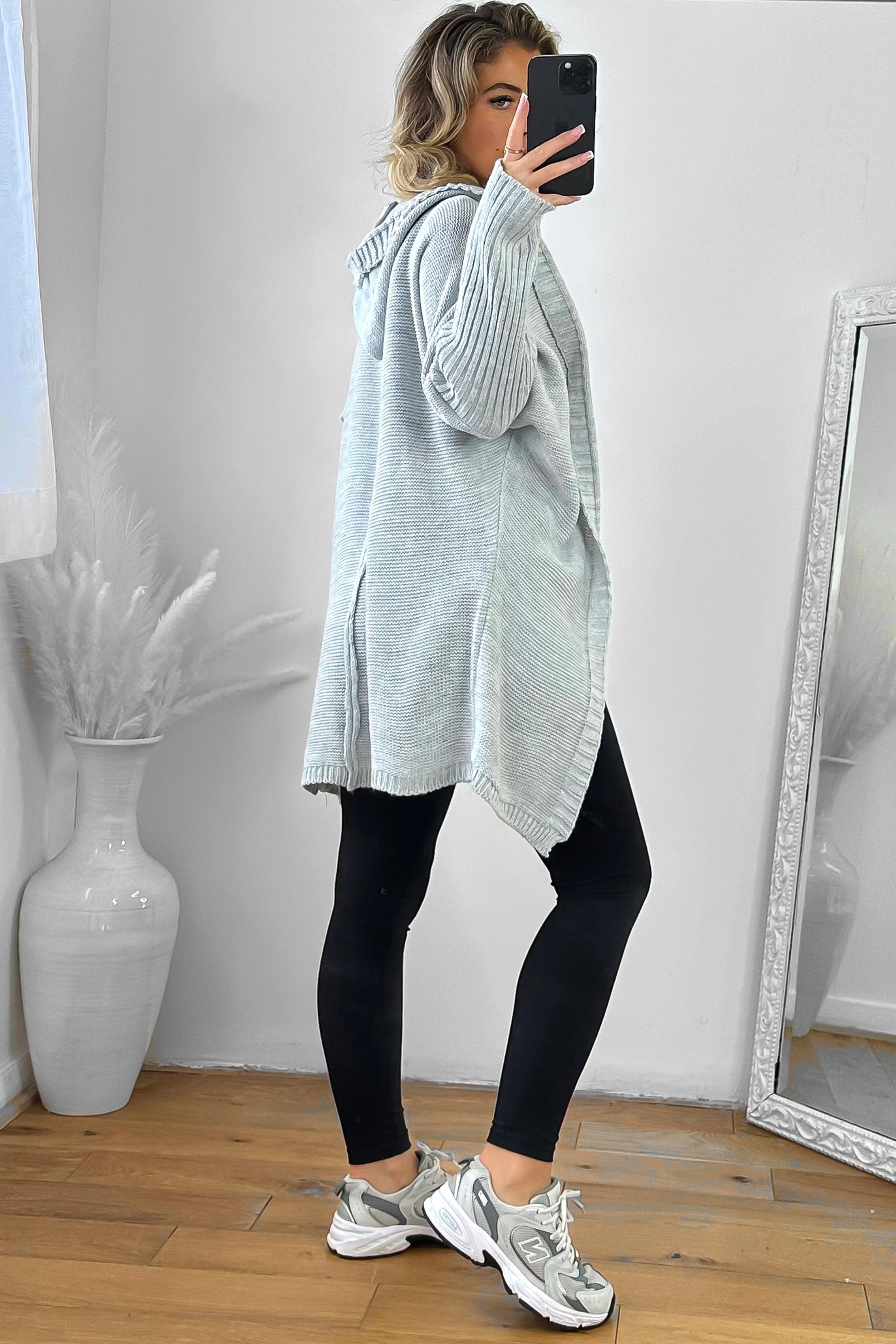 Batwing Sleeves Open Front Hooded Cardigan-SinglePrice