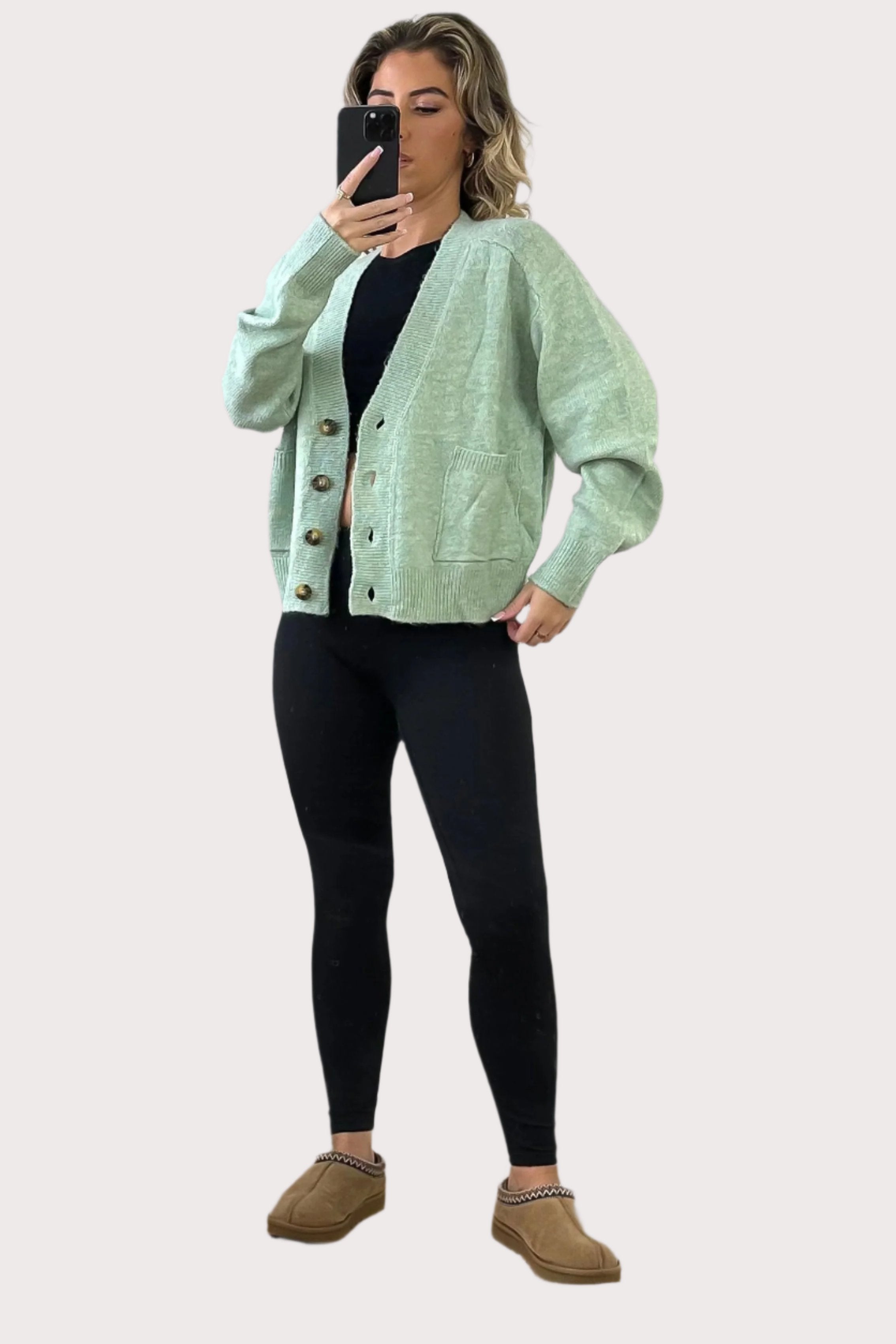 Open Side Pockets Boyfriend Style Cardigan-SinglePrice