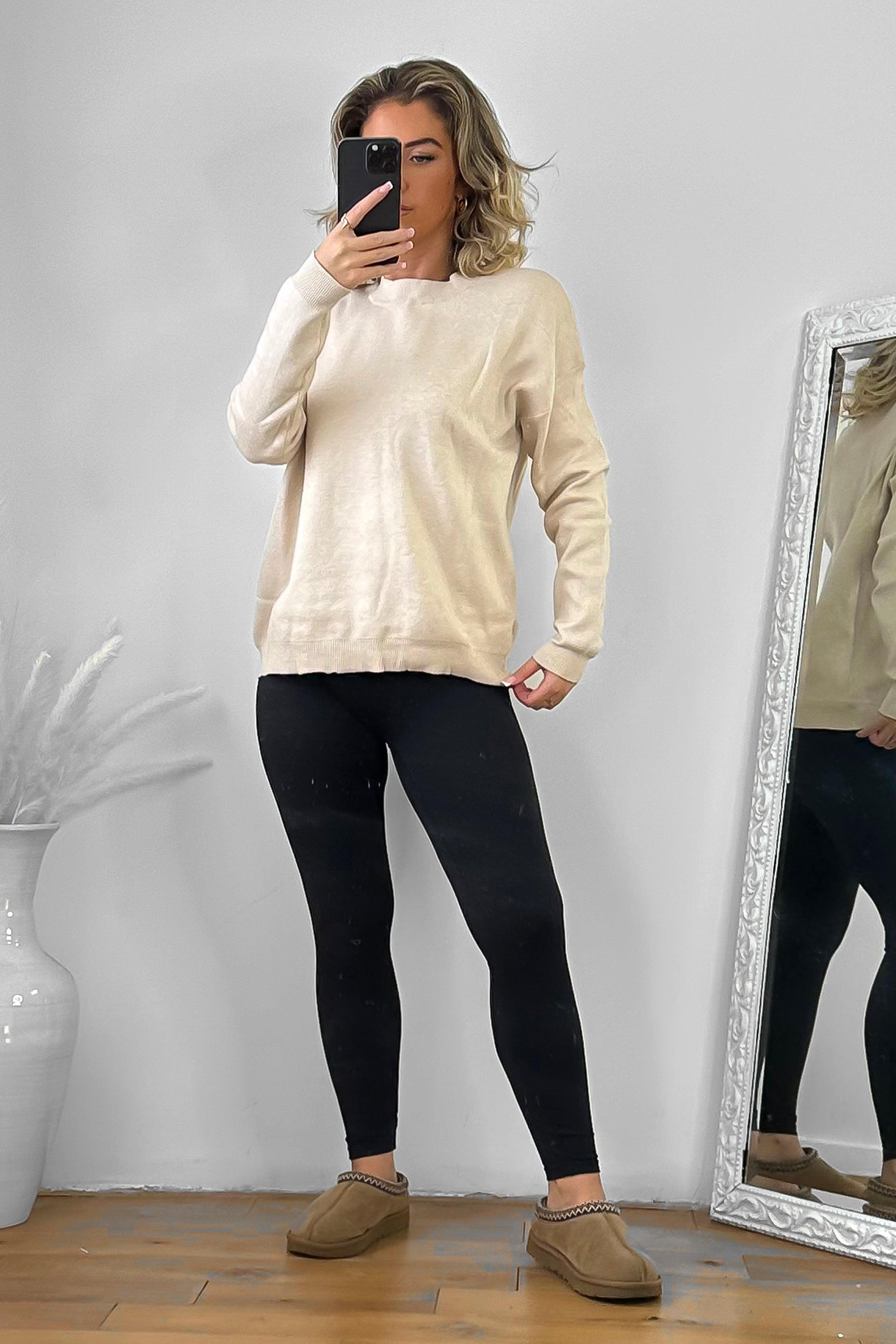 Beige Sweatshirt Style Pullover-SinglePrice