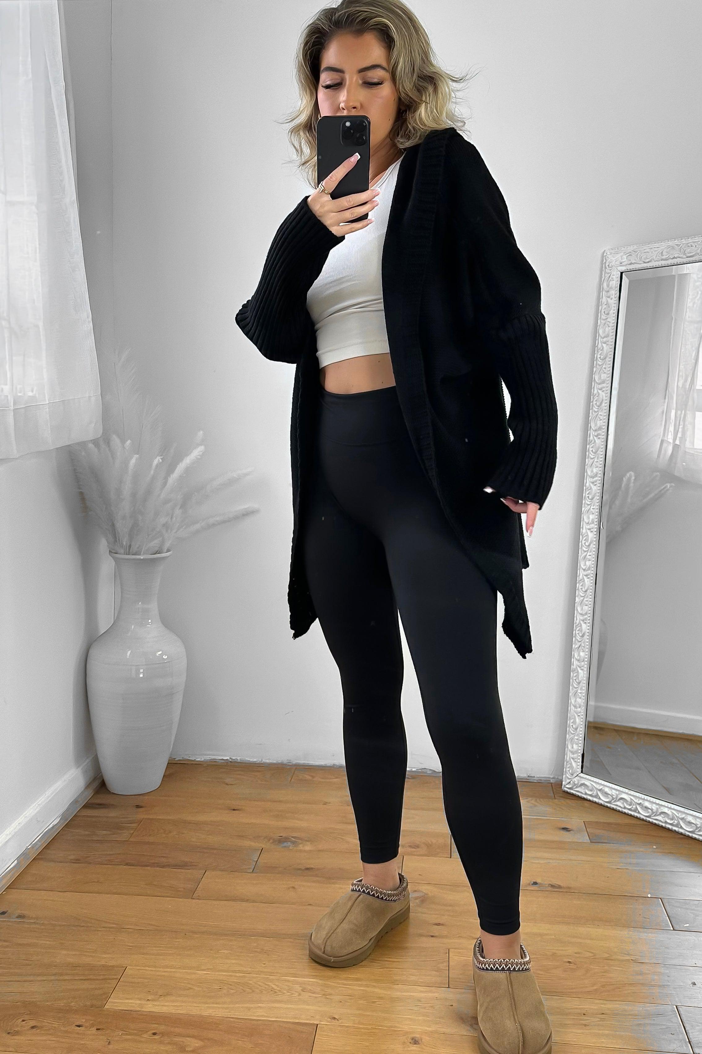 Batwing Sleeves Open Front Hooded Cardigan-SinglePrice