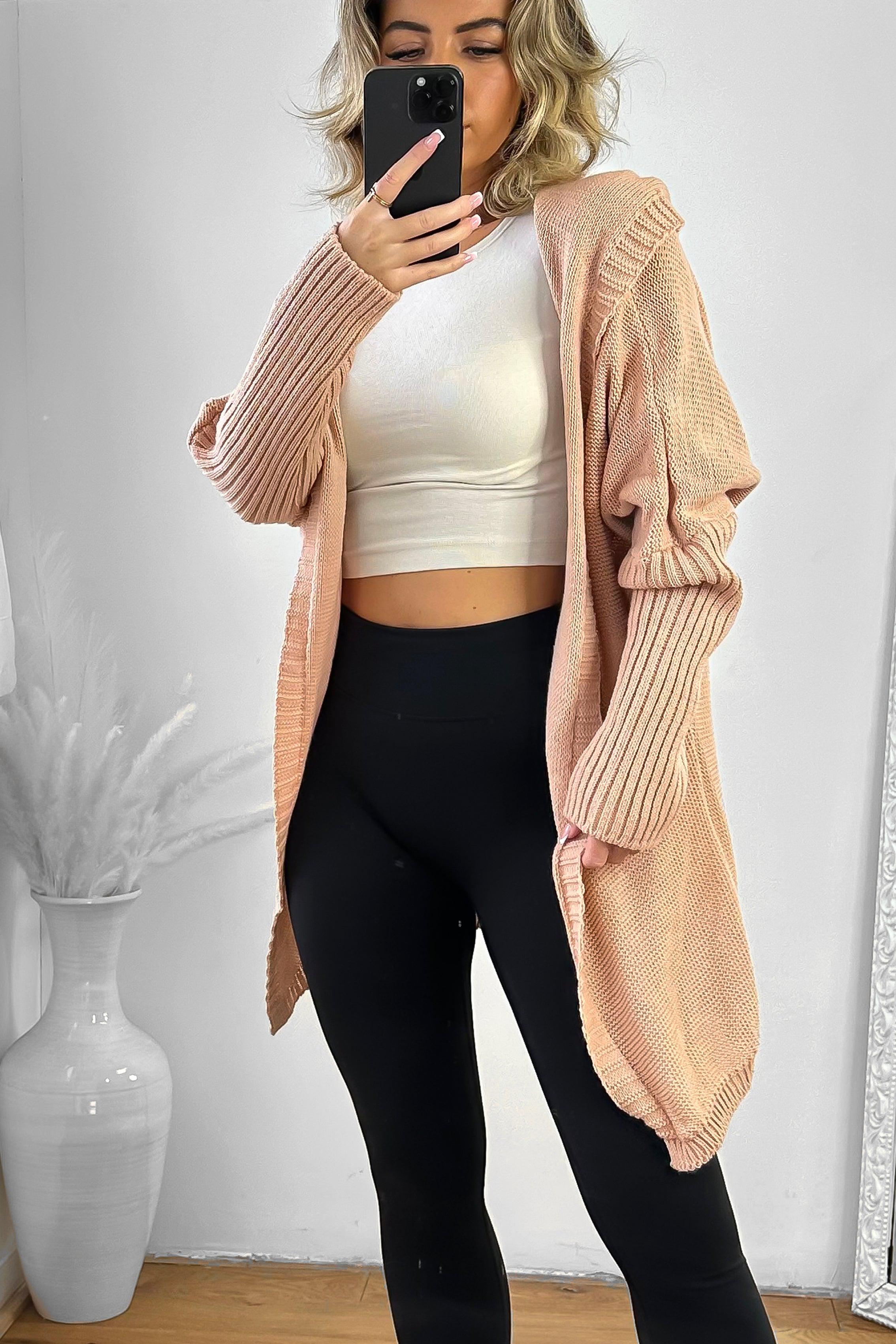 Batwing Sleeves Open Front Hooded Cardigan-SinglePrice