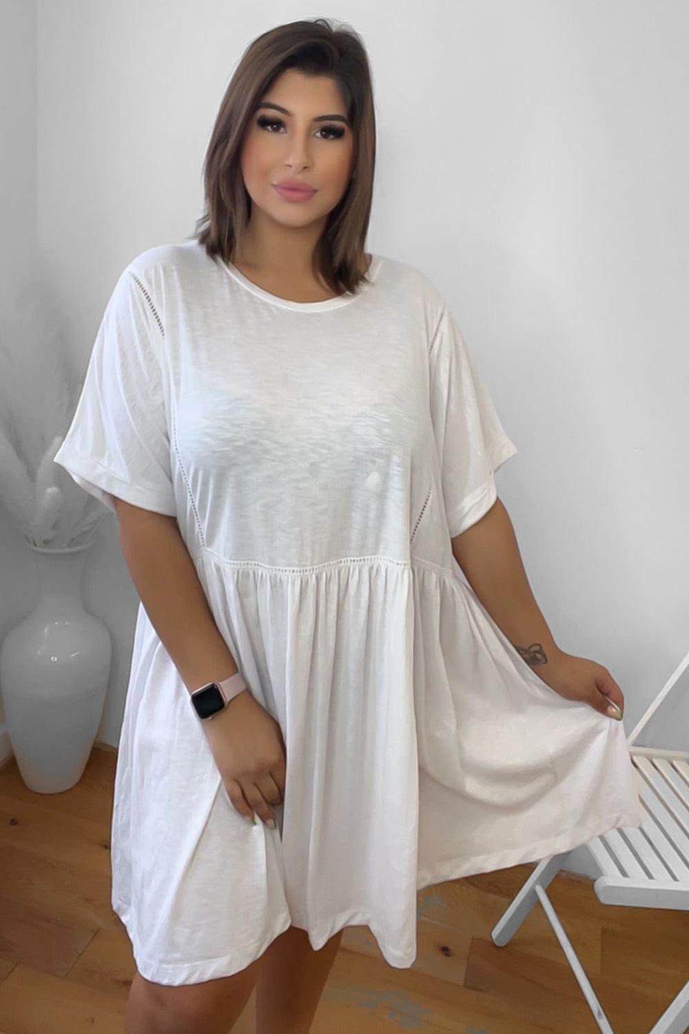100% Cotton Elastic Waist Comfort Summer Dress-SinglePrice