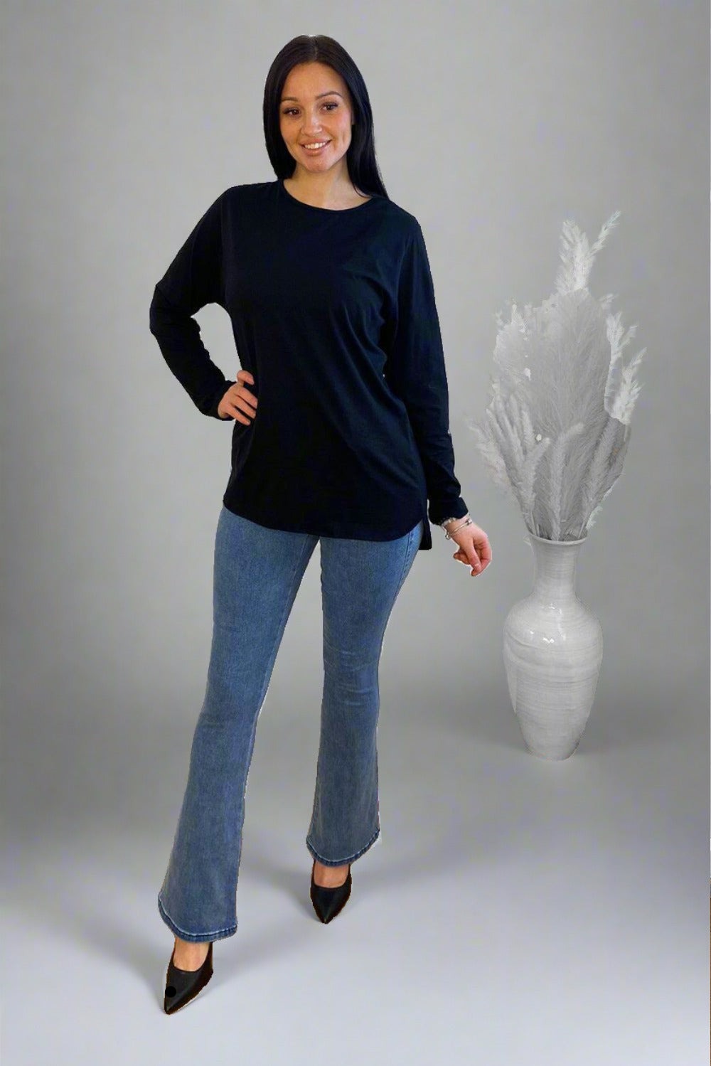 100% Cotton Black Plain Cosy Top-SinglePrice