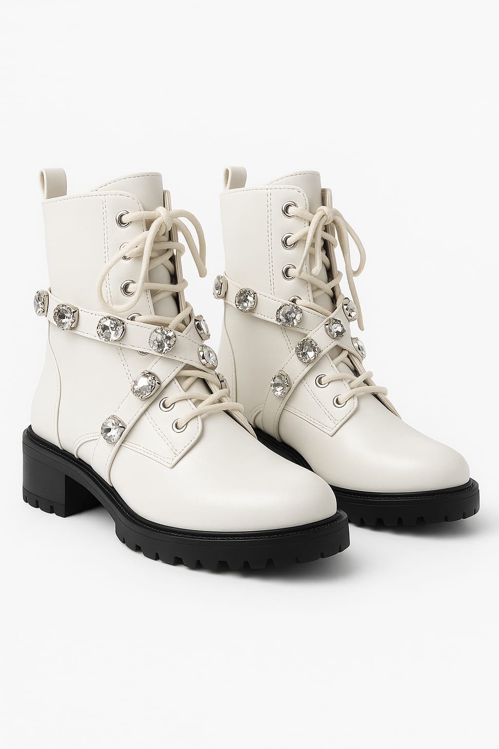 Cobalt Style Jewel Embellished Leather Look Ankle Boots