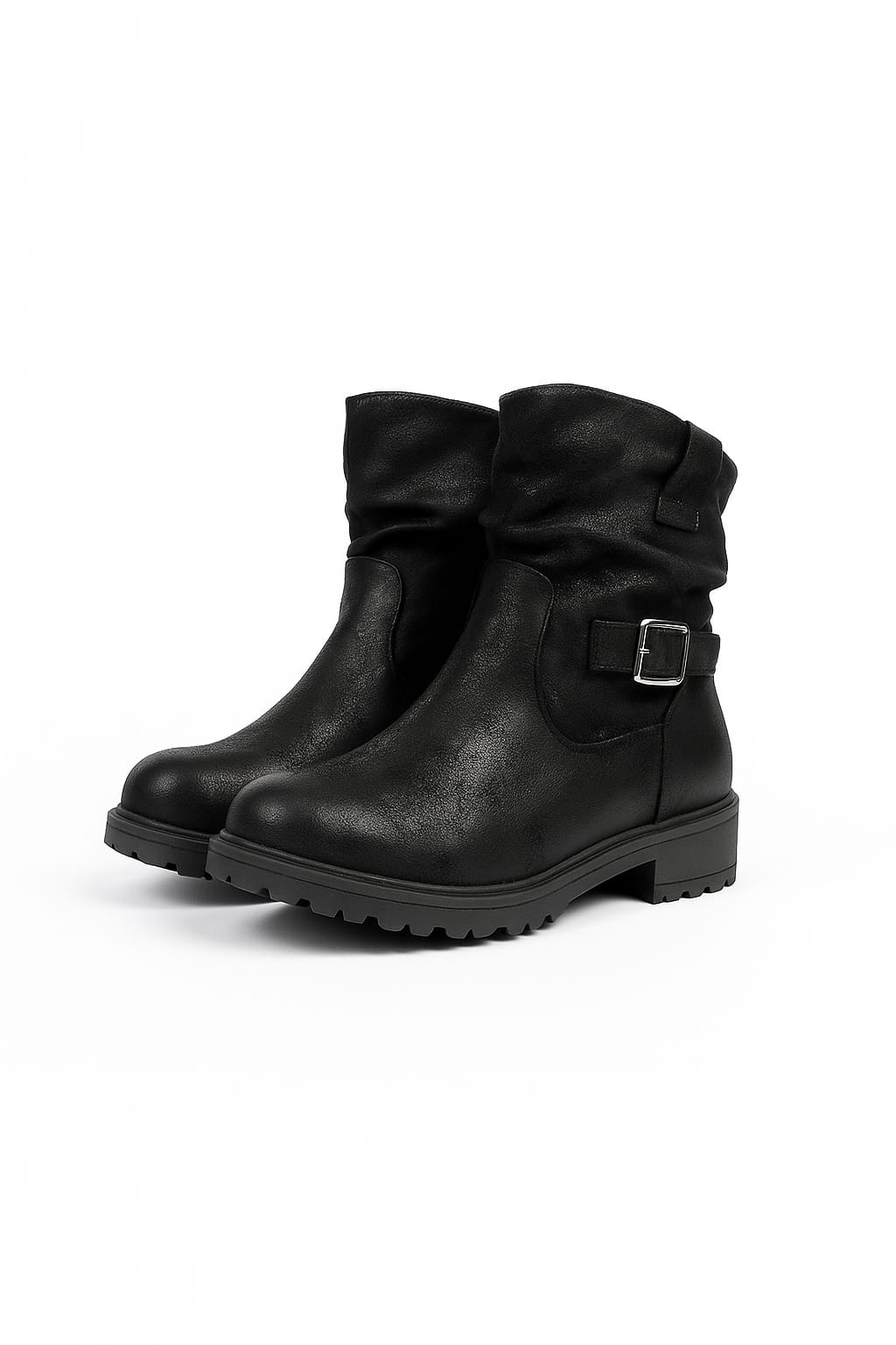 Mid Calf Faux Suede Black Boots