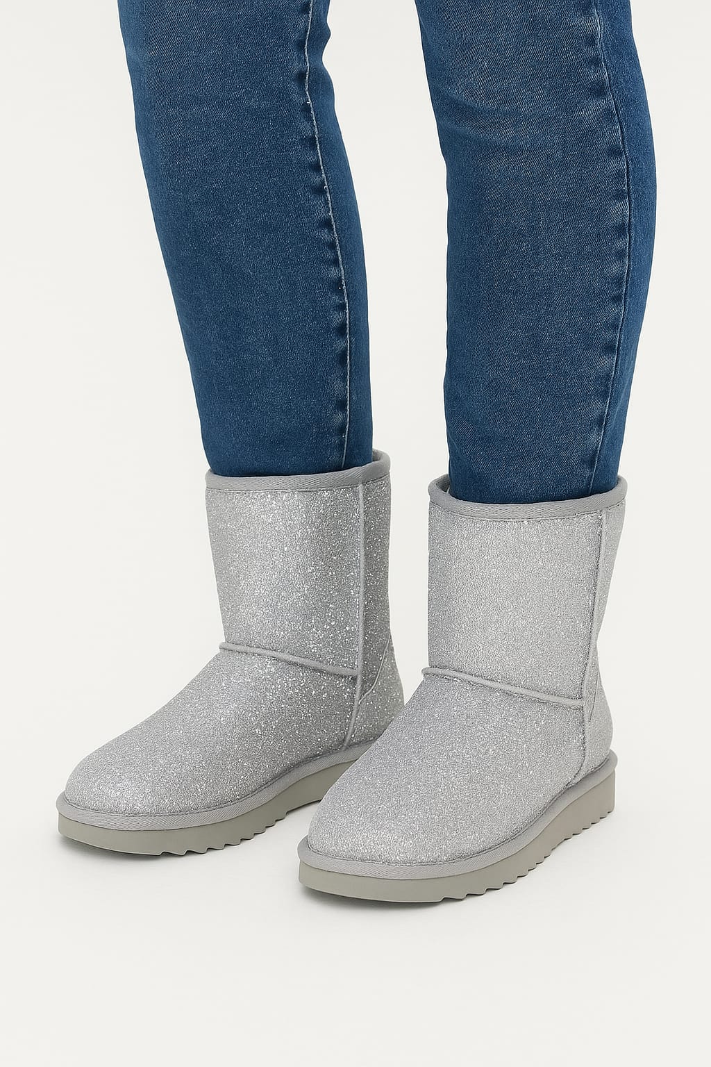 Glam Sparkling Mid-Calf Textile Slip On Boots