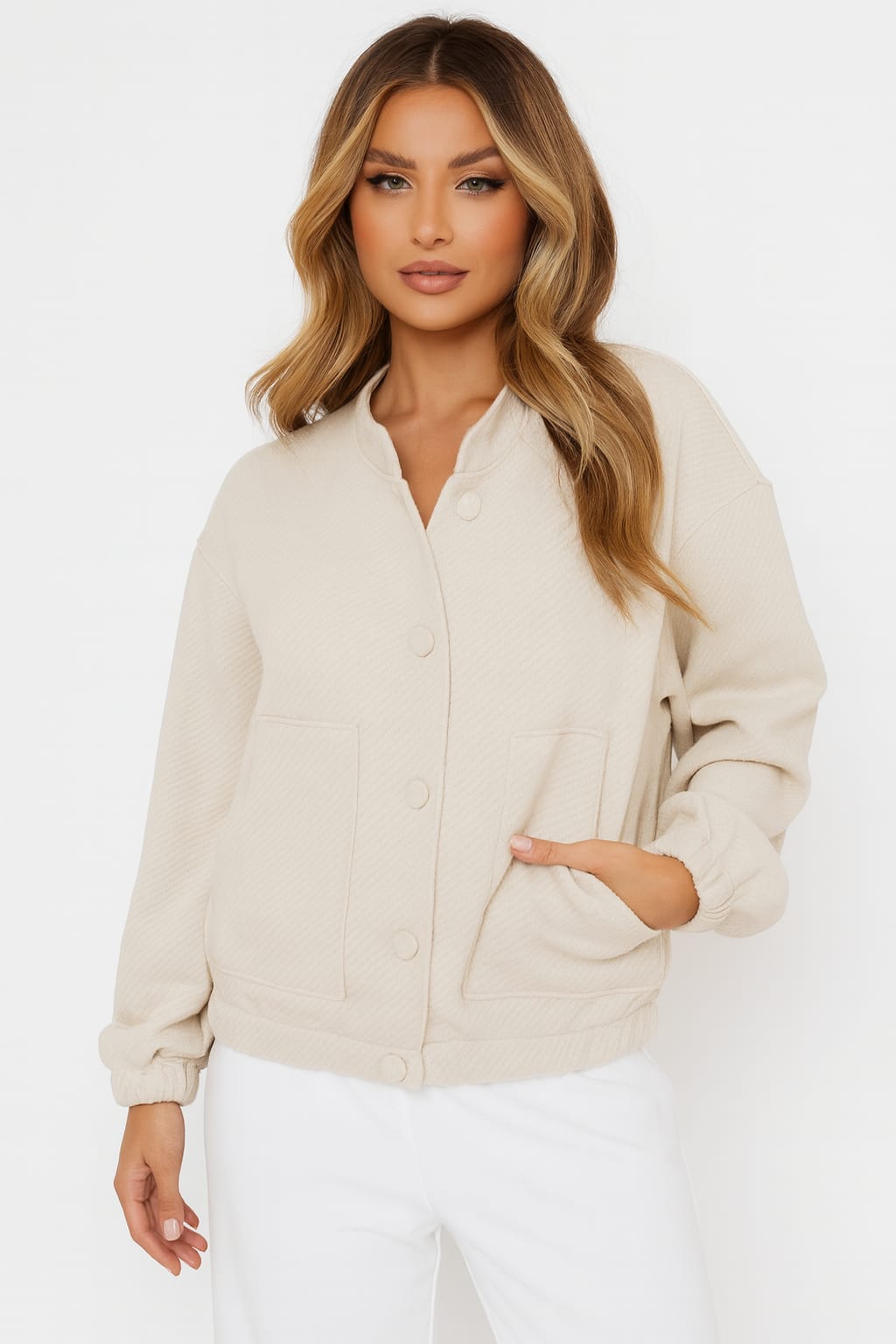 Casual Boxy Style Bomber Jacket