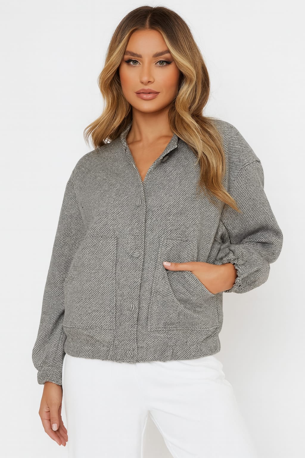 Casual Boxy Style Bomber Jacket