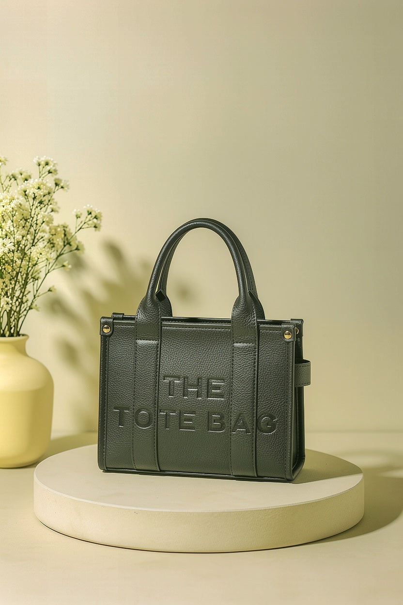 Vegan Leather Monotone Medium Size Tote Bag