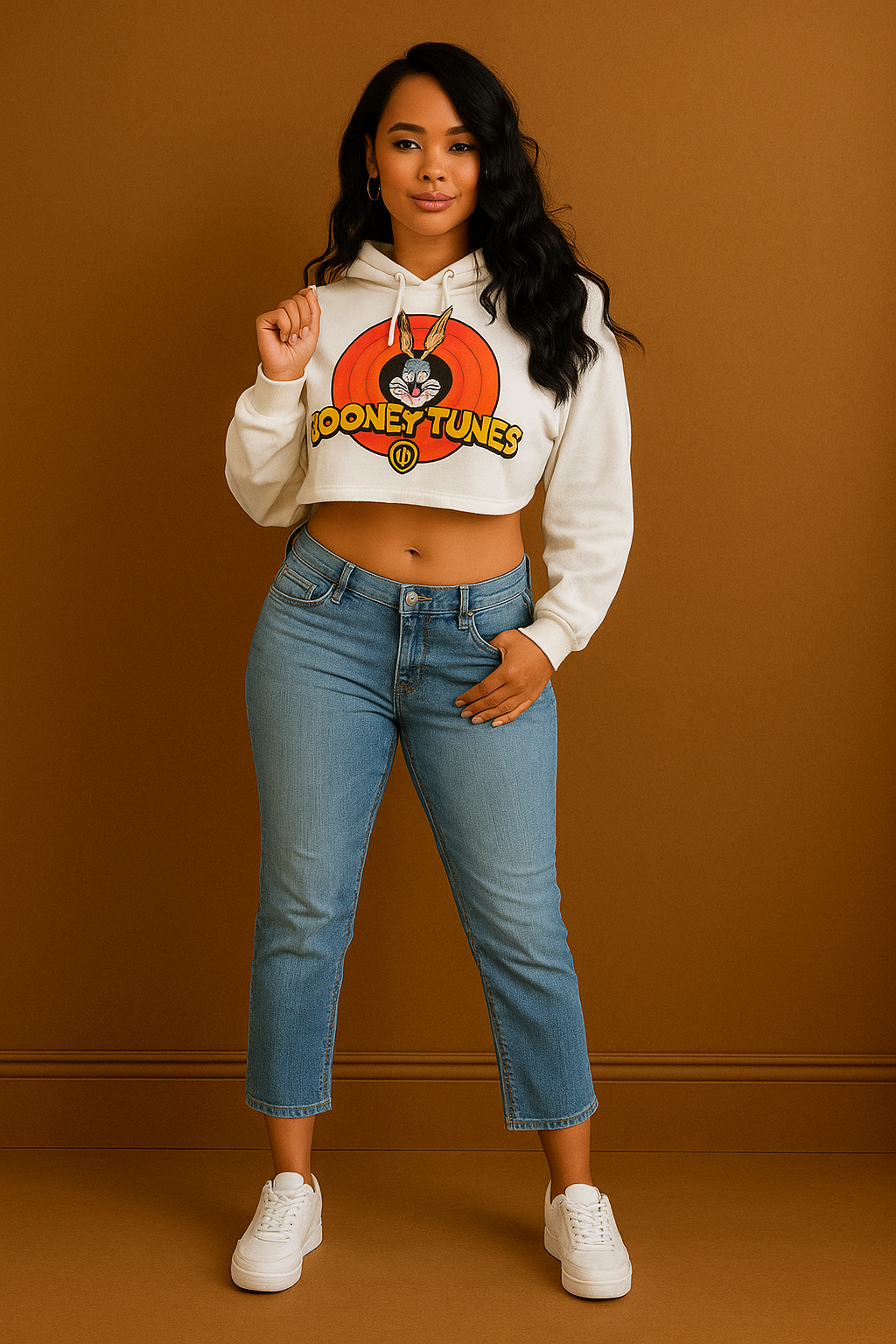 Light Blue Low-Waist Denim Capri Jeans