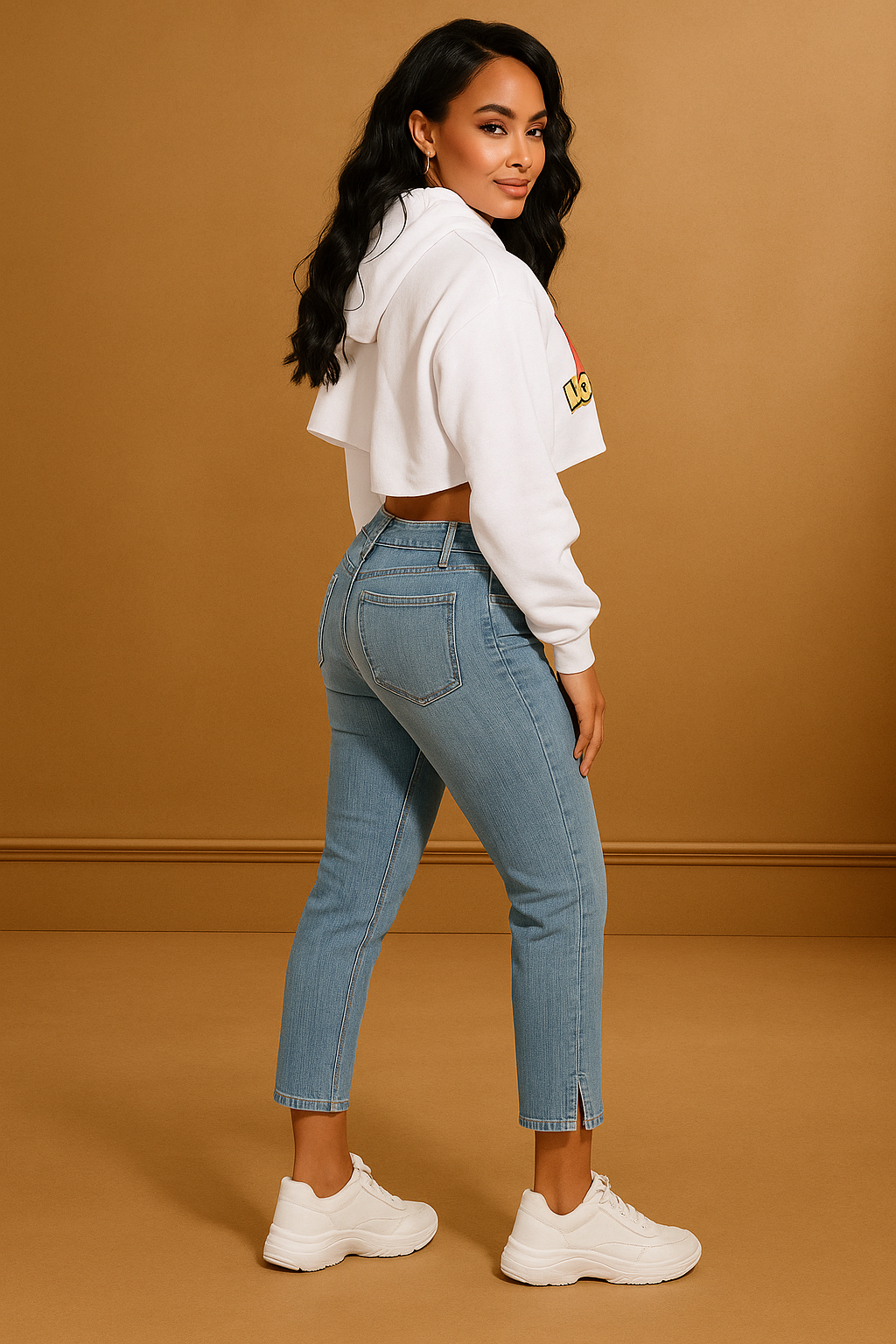 Light Blue Low-Waist Denim Capri Jeans