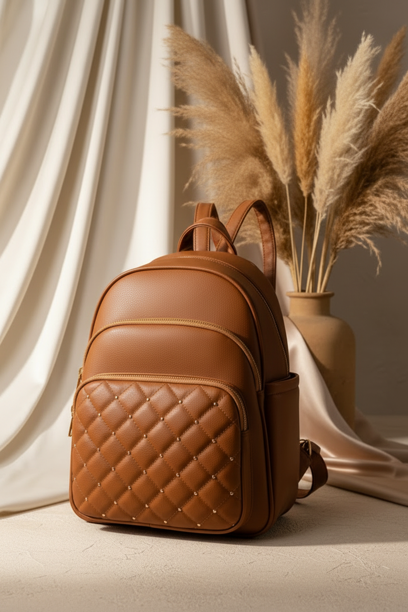 Elegant Quilted Multi-Pocket Everyday Back Bag