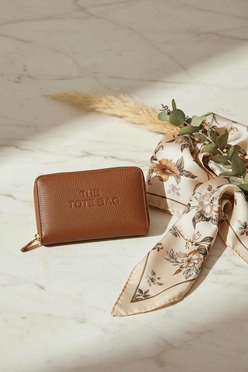 Textured Zip-Around Coin and Card Purse