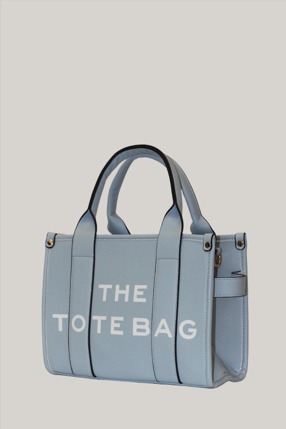 Soft Faux Leather Medium Size Slogan Tote Bag-SinglePrice