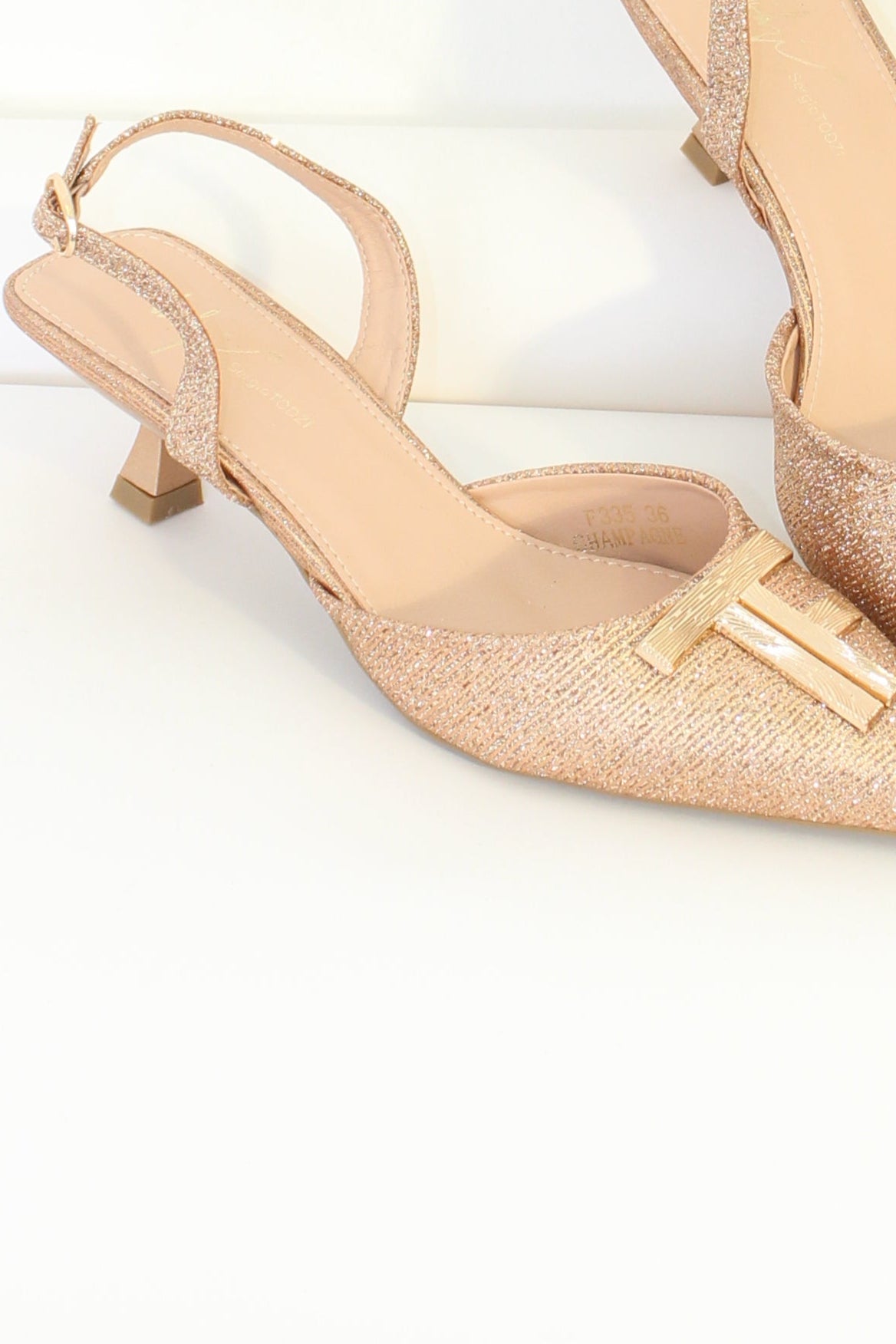 Wholesale Women's Pointed Toe Shimmer Textile Kitten Heel Shoes (BOX OF 12)
