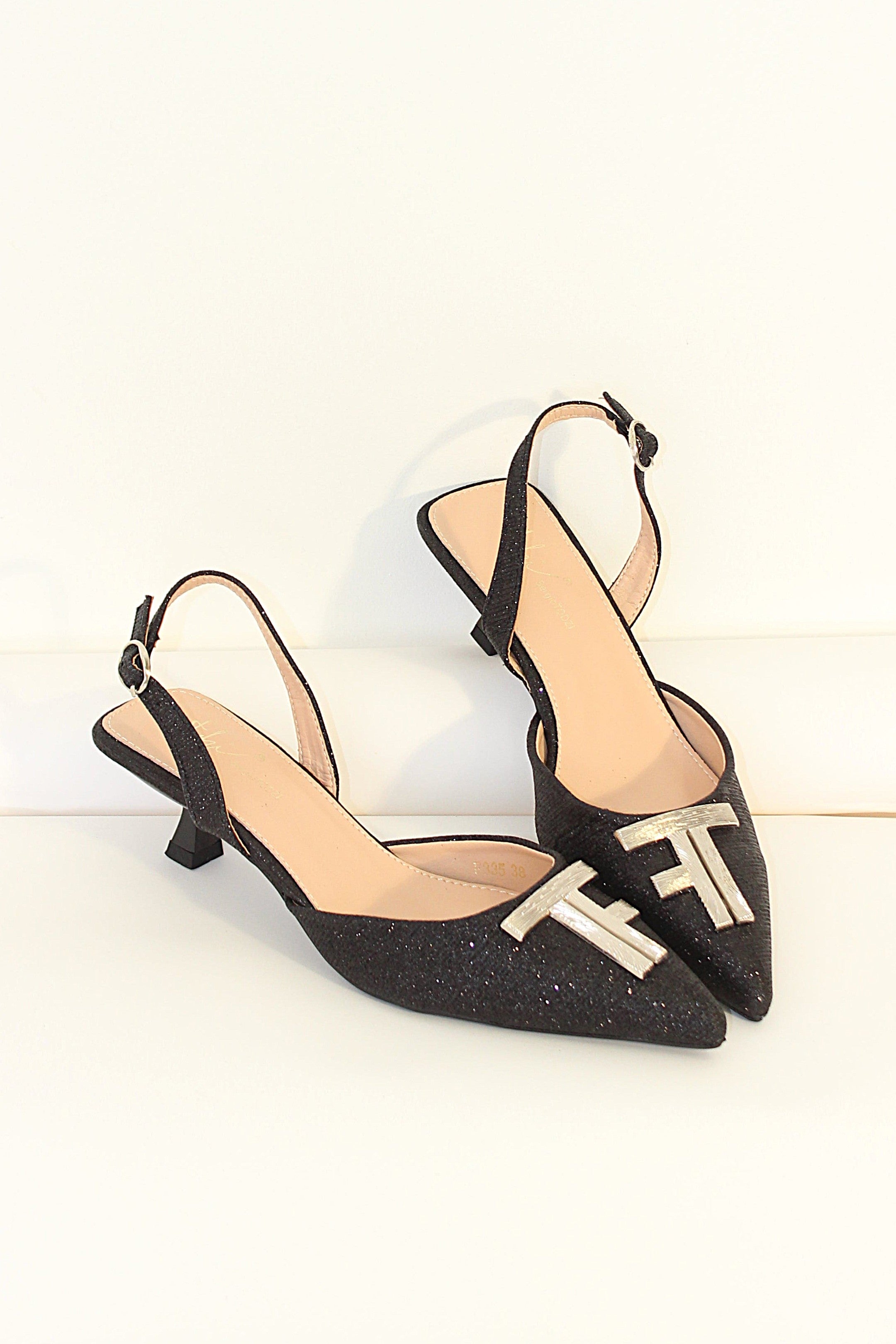 Wholesale Women's Pointed Toe Shimmer Textile Kitten Heel Shoes (BOX OF 12)