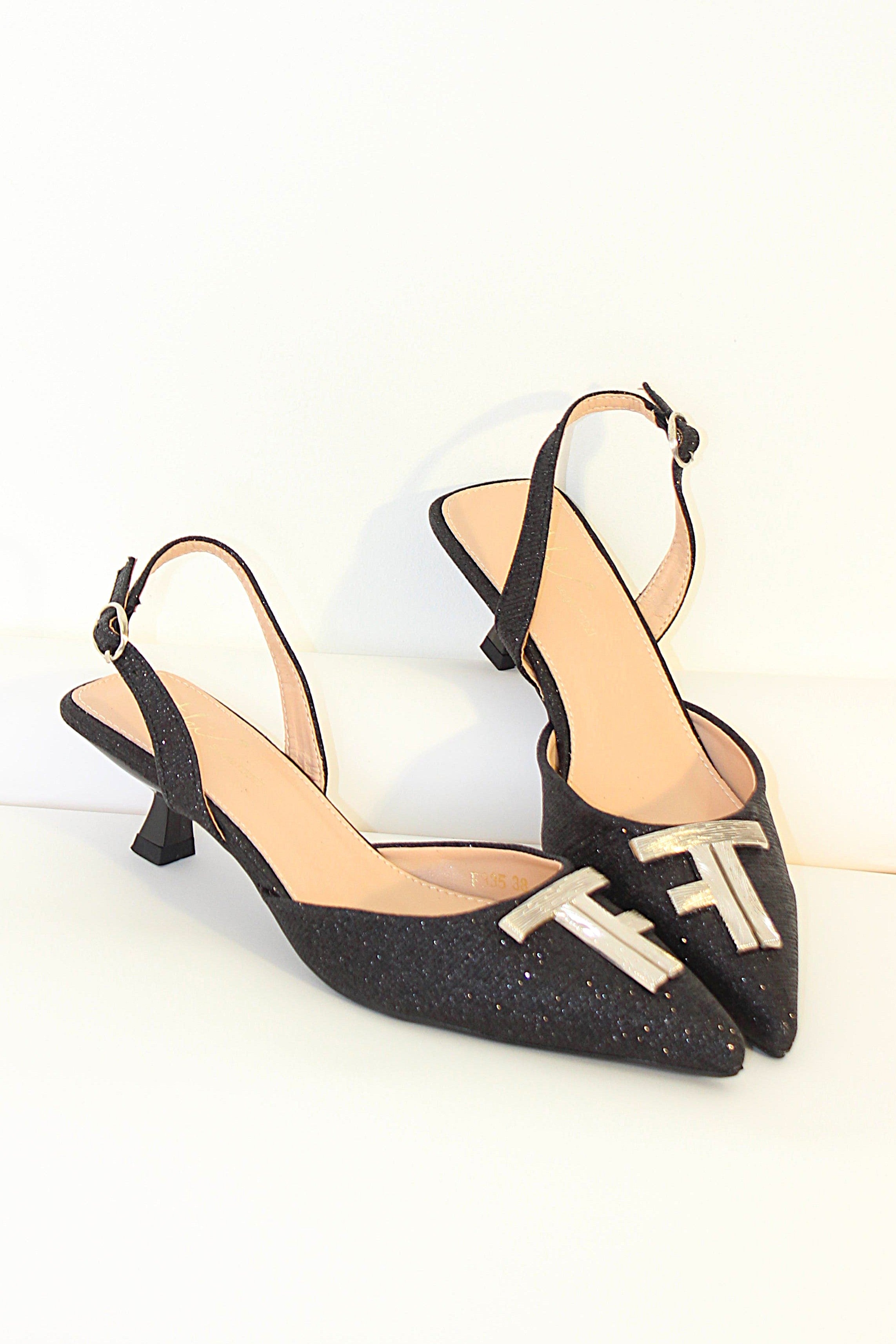 Wholesale Women's Pointed Toe Shimmer Textile Kitten Heel Shoes (BOX OF 12)